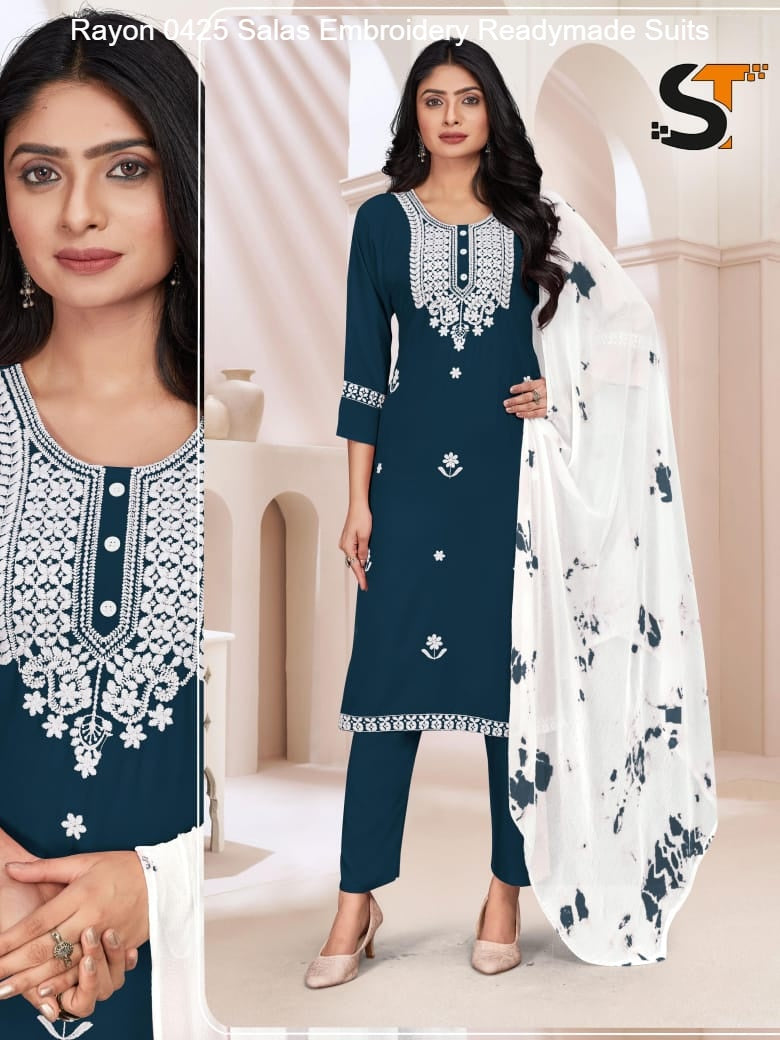 Rayon 0425 Salas Embroidery Readymade Suits