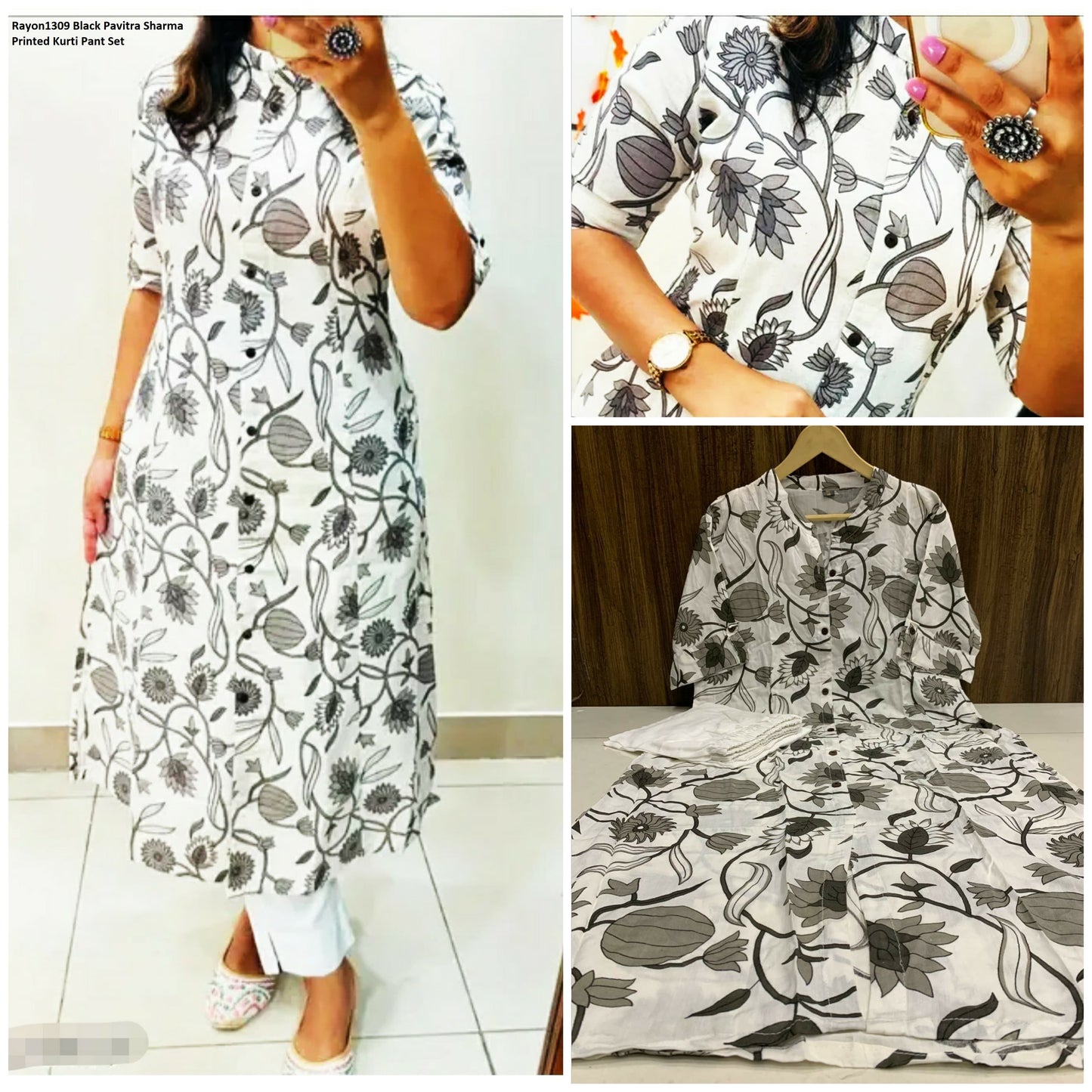 Rayon1309 Black Pavitra Sharma Printed Kurti Pant Set