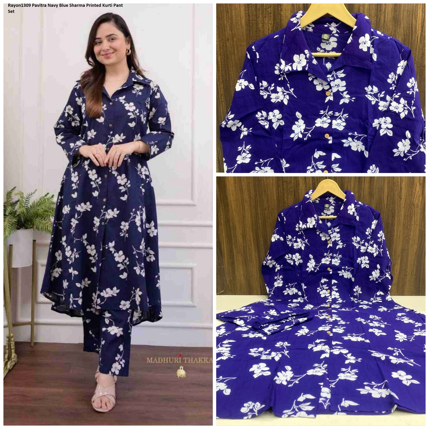 Rayon1309 Navy Blue Pavitra Sharma Printed Kurti Pant Set
