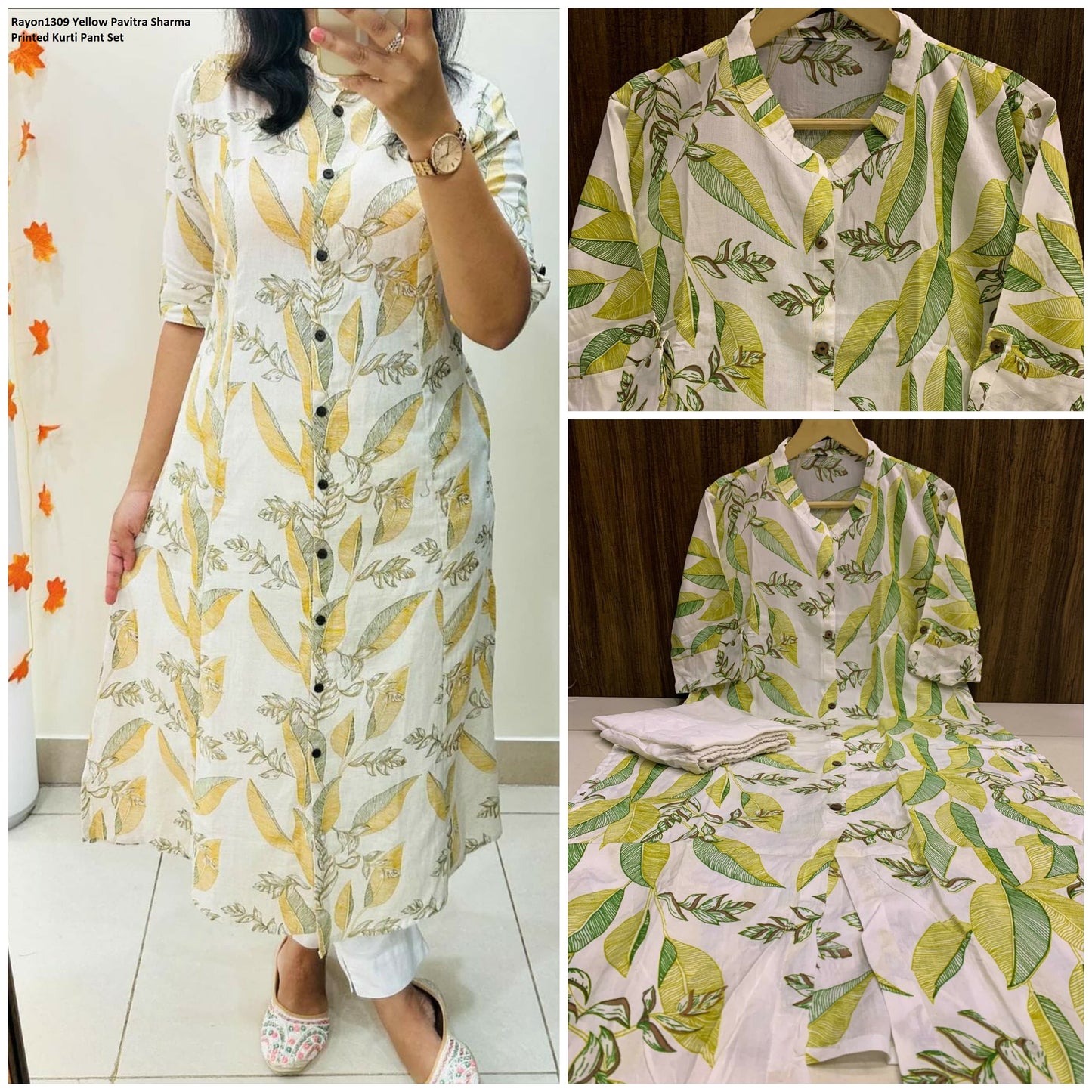 Rayon1309 Yellow Pavitra Sharma Printed Kurti Pant Set