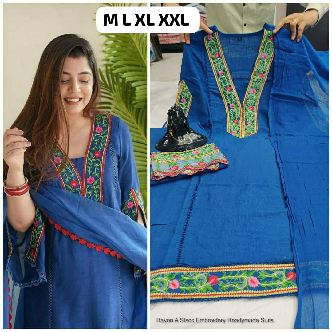 Rayon A Stscc Embroidery Readymade Suits