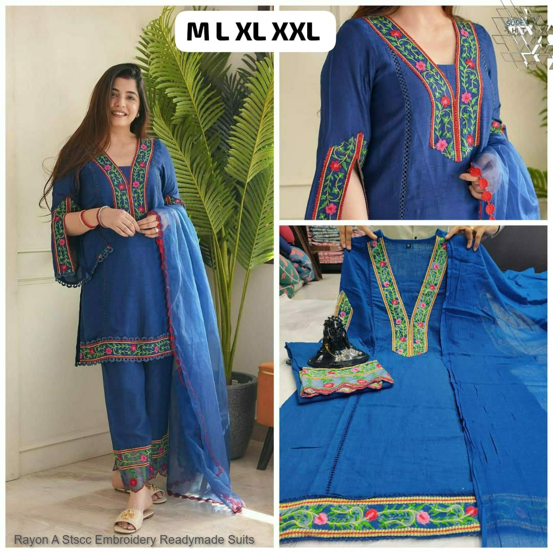 Rayon A Stscc Embroidery Readymade Suits