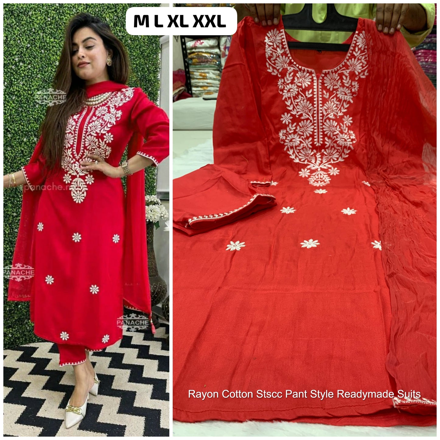 Rayon Cotton Stscc Pant Style Readymade Suits