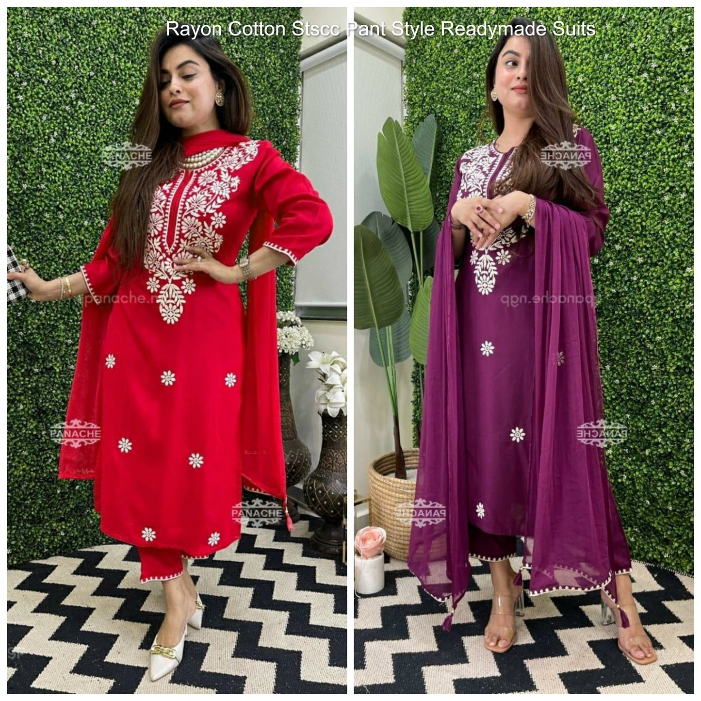 Rayon Cotton Stscc Pant Style Readymade Suits