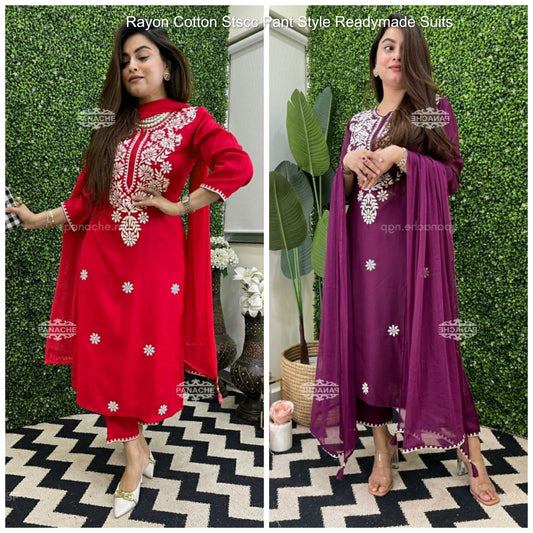 Rayon Cotton Stscc Pant Style Readymade Suits