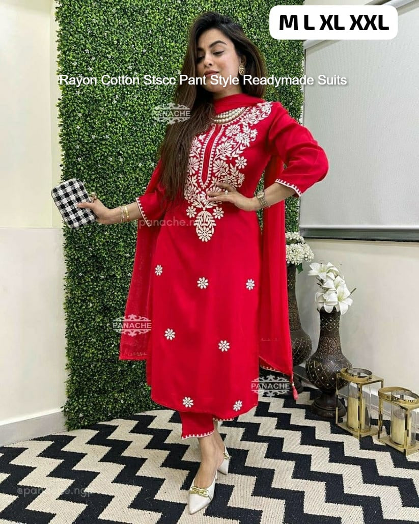 Rayon Cotton Stscc Pant Style Readymade Suits