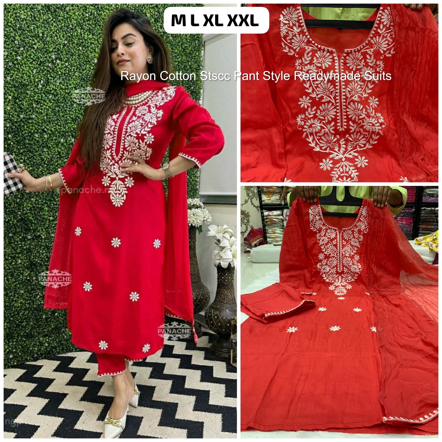 Rayon Cotton Stscc Pant Style Readymade Suits