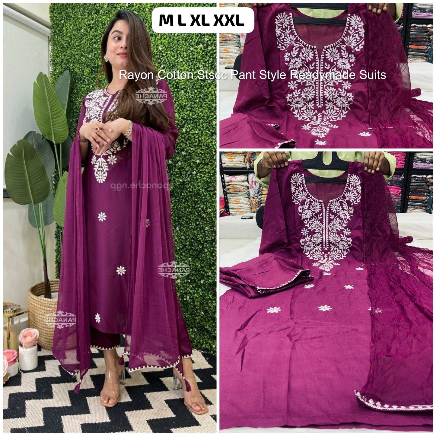 Rayon Cotton Stscc Pant Style Readymade Suits