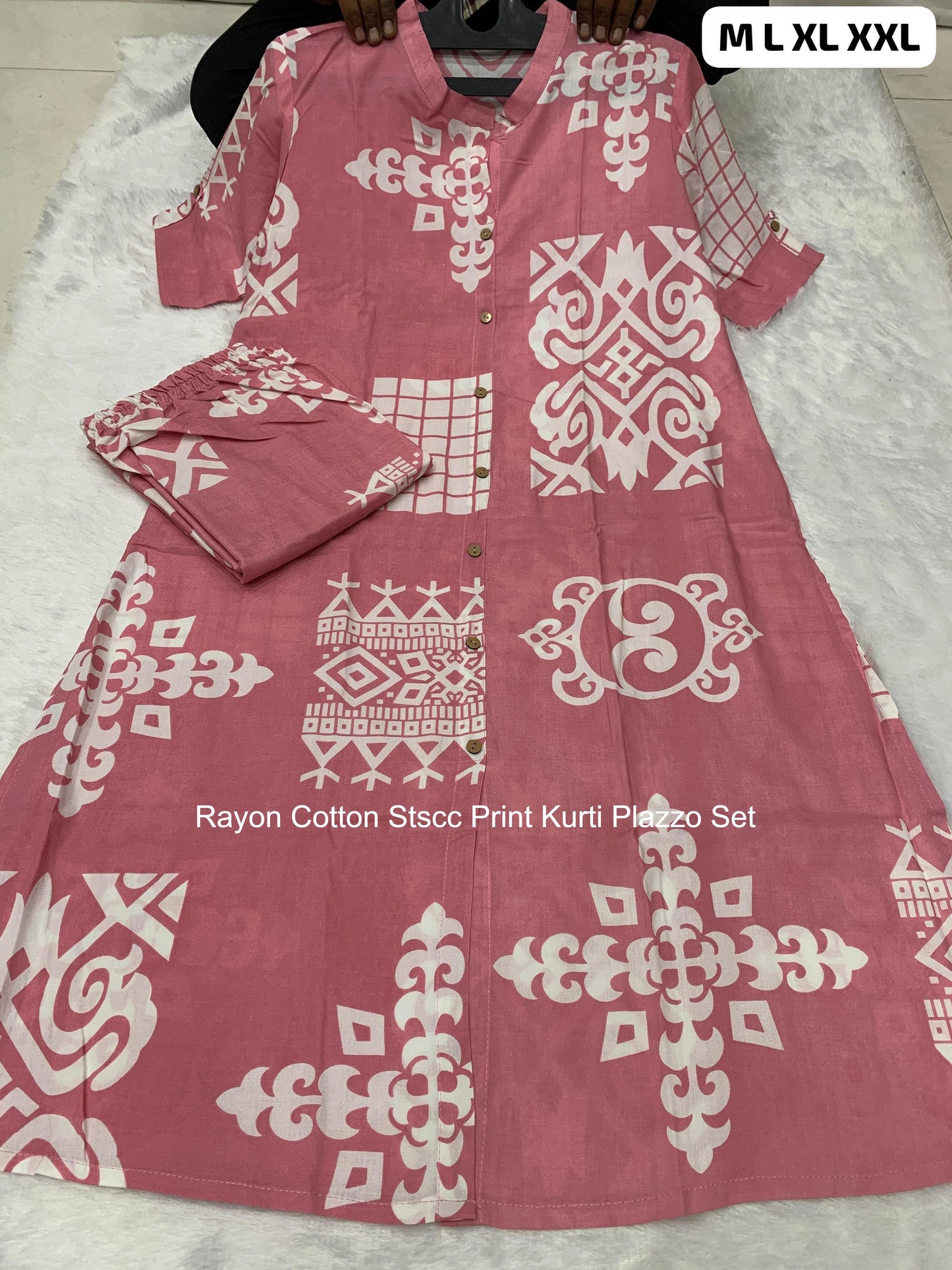 Rayon Cotton Stscc Print Kurti Plazzo Set