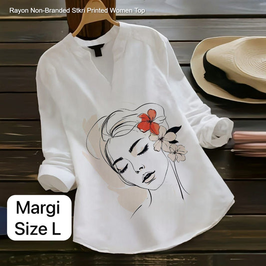Rayon Non-Branded Stkri Printed Women Top
