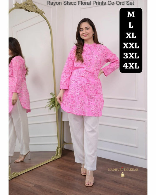Rayon Stscc Floral Prints Co Ord Set