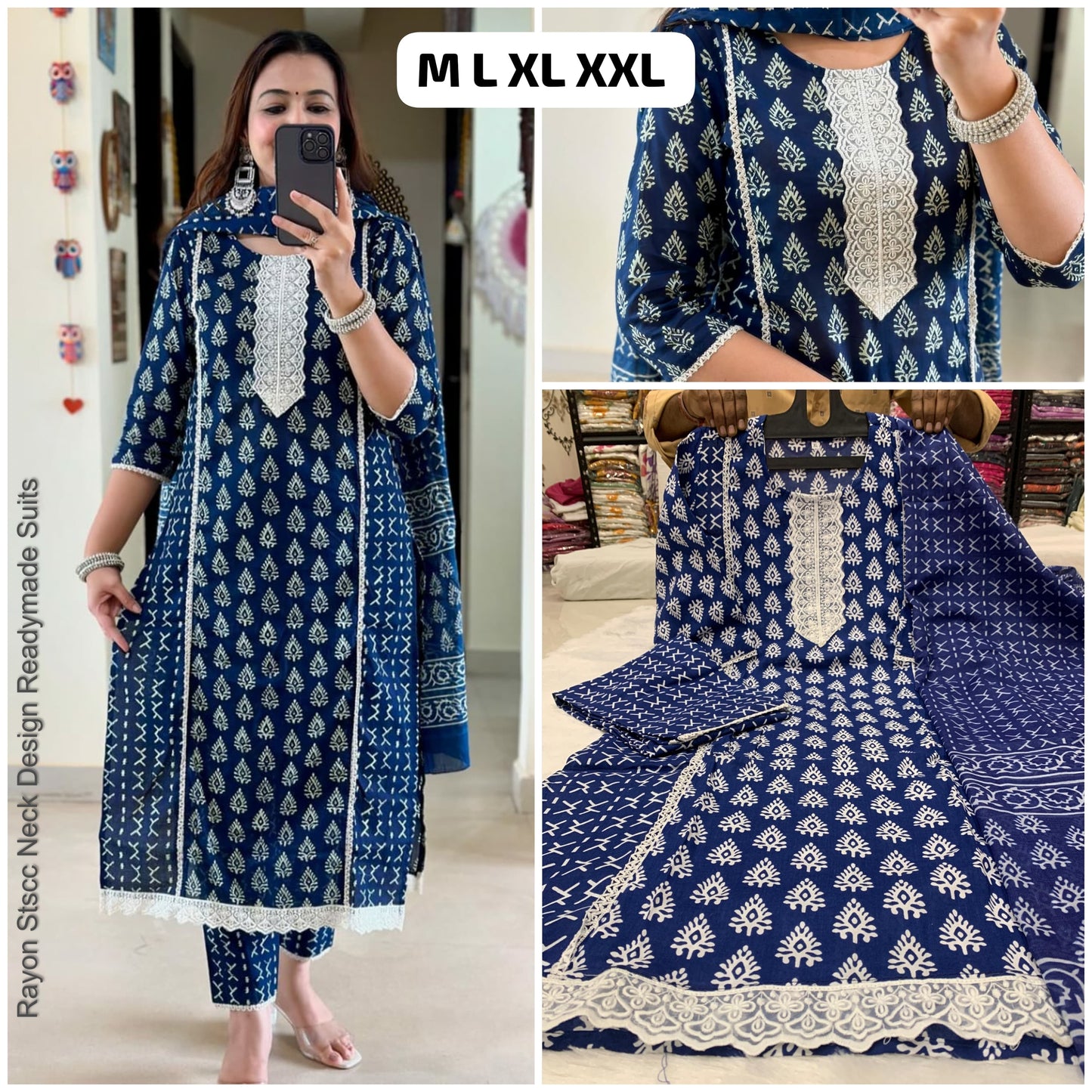 Rayon Stscc Neck Design Readymade Suits