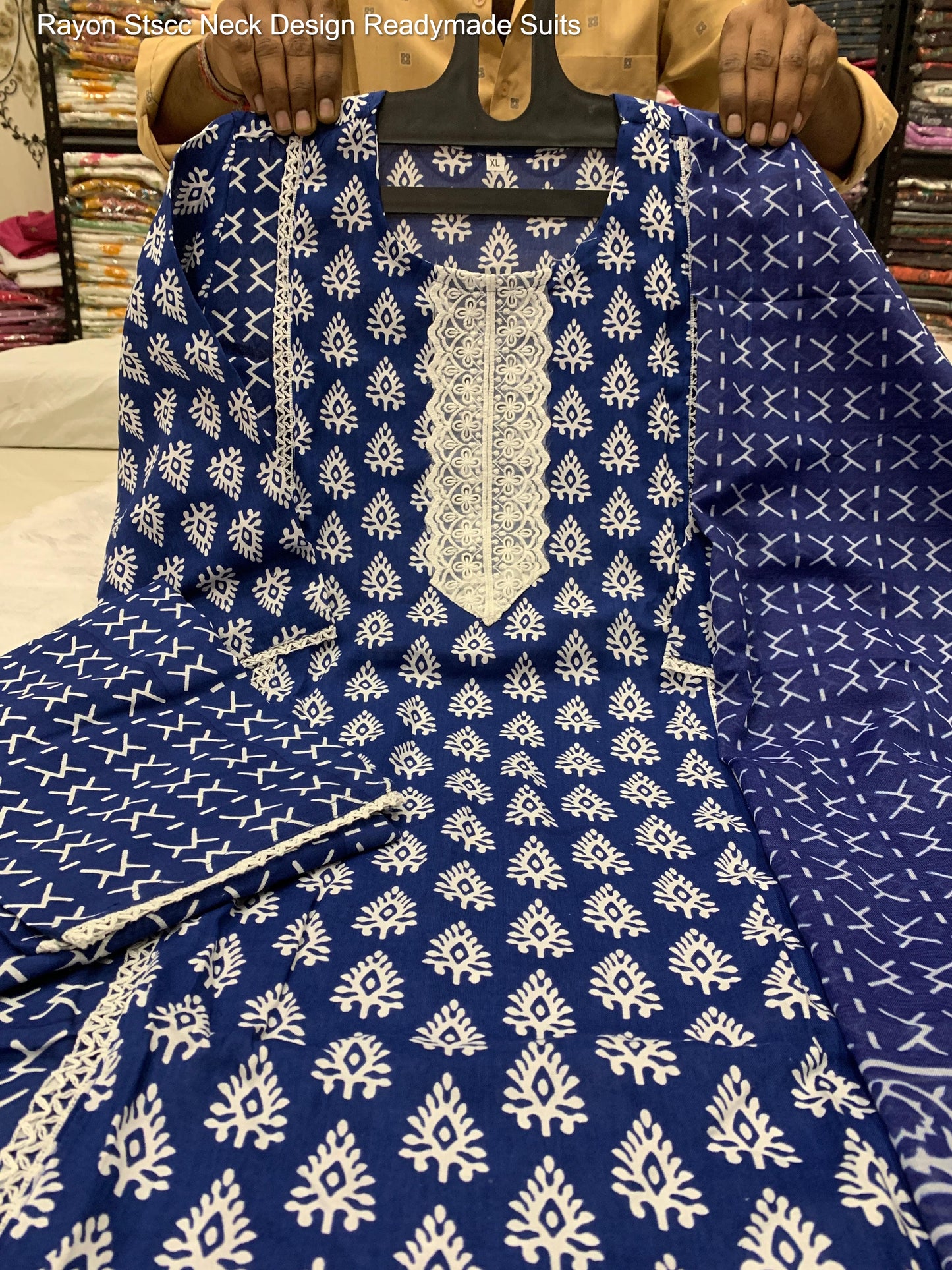 Rayon Stscc Neck Design Readymade Suits