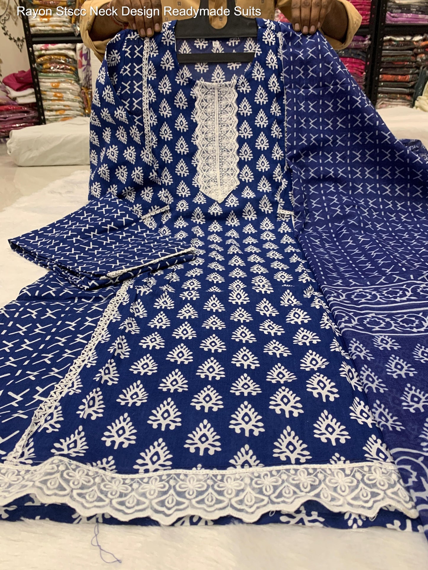 Rayon Stscc Neck Design Readymade Suits