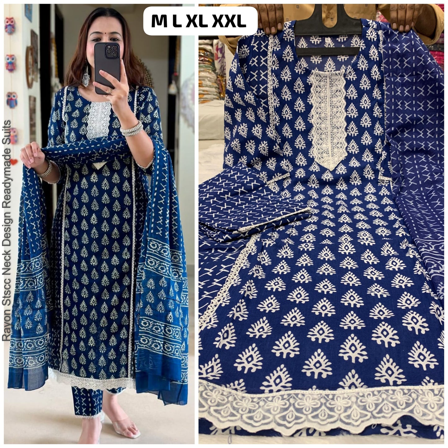 Rayon Stscc Neck Design Readymade Suits