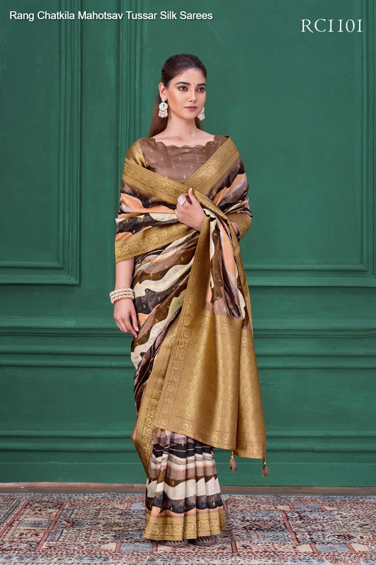 Rc1101 Rang Chatkila Mahotsav Tussar Silk Sarees