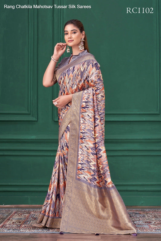 Rc1102 Rang Chatkila Mahotsav Tussar Silk Sarees