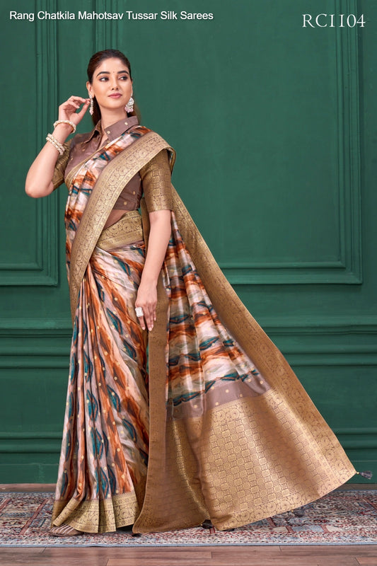 Rc1104 Rang Chatkila Mahotsav Tussar Silk Sarees