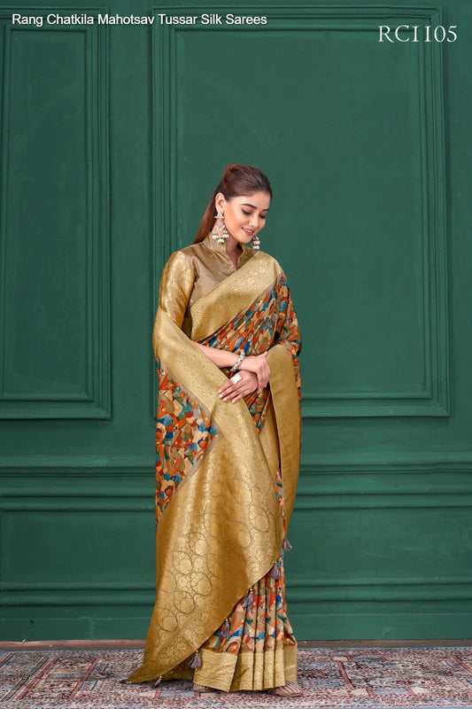 Rc1105 Rang Chatkila Mahotsav Tussar Silk Sarees
