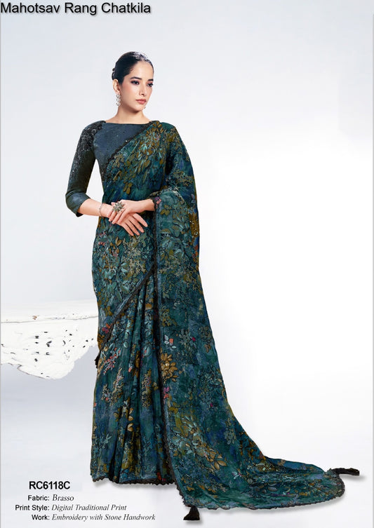 Rc6118-C Rang Chatkila Mahotsav Brasso Sarees