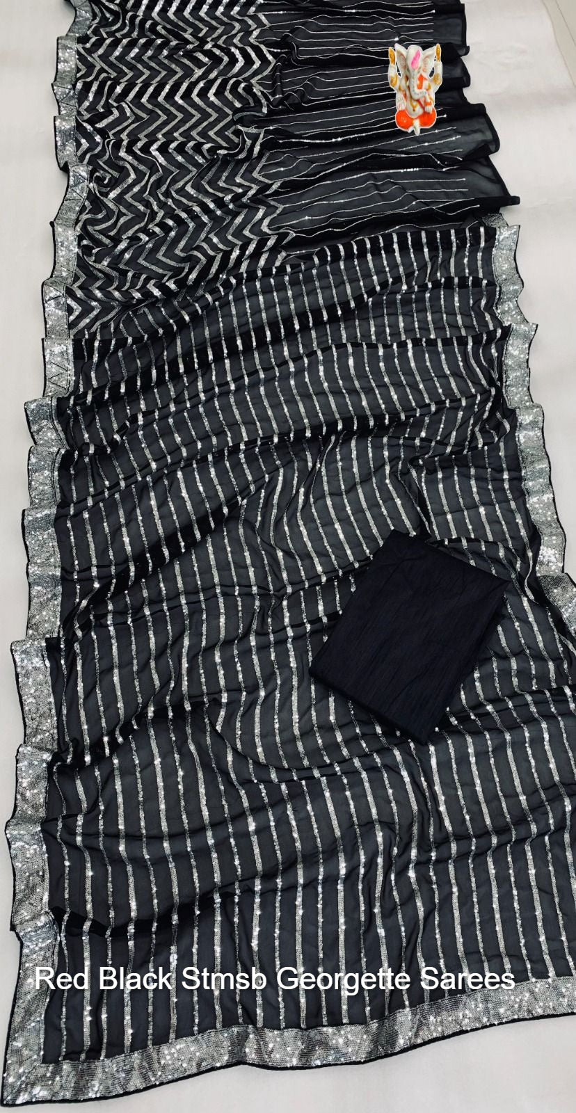 Red Black Stmsb Georgette Sarees