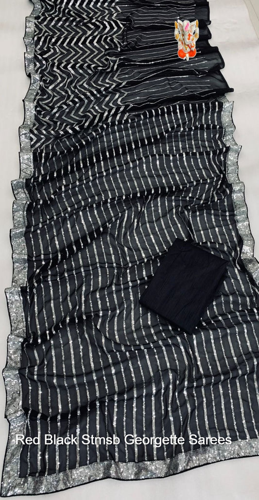 Red Black Stmsb Georgette Sarees