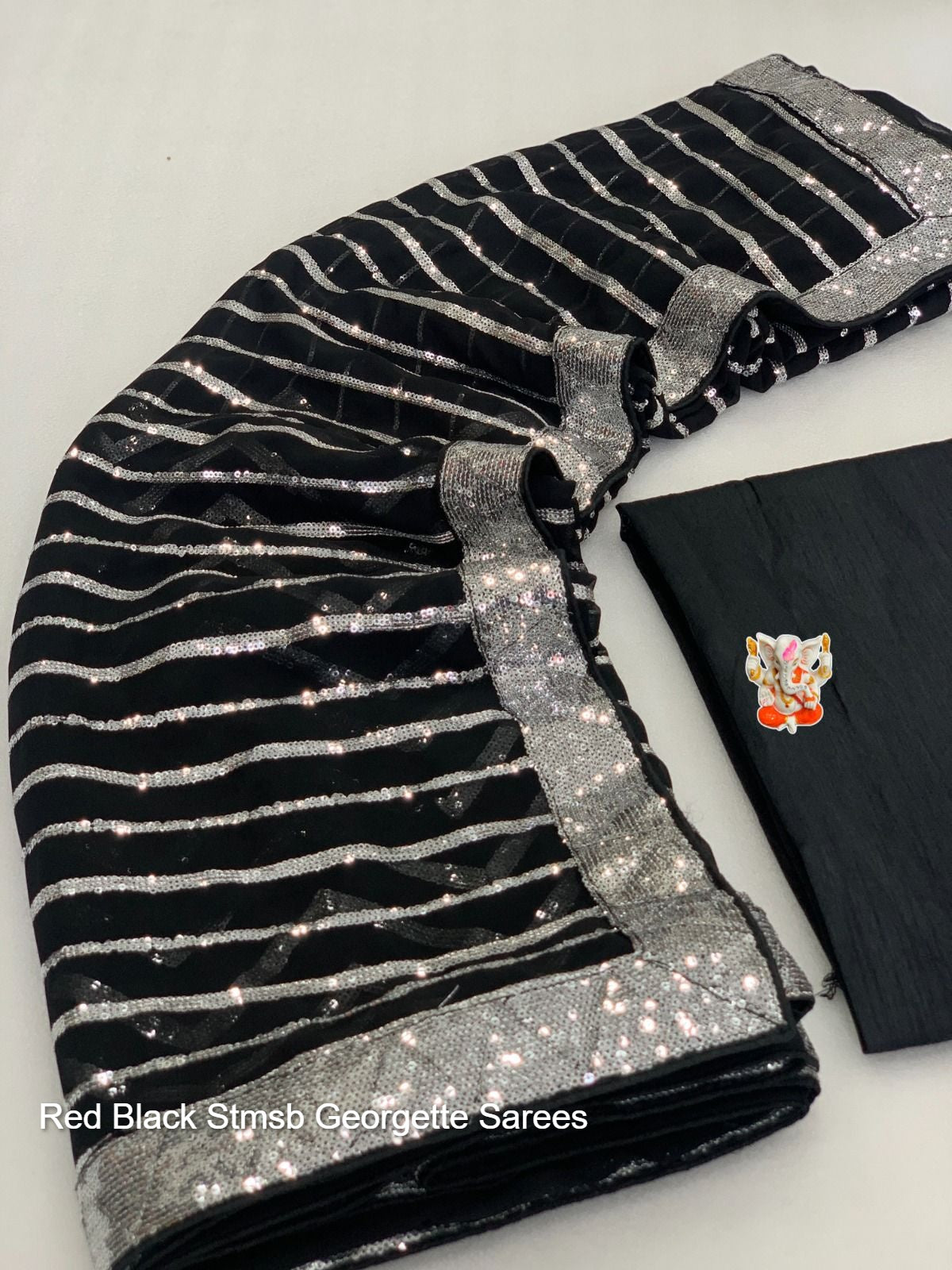 Red Black Stmsb Georgette Sarees