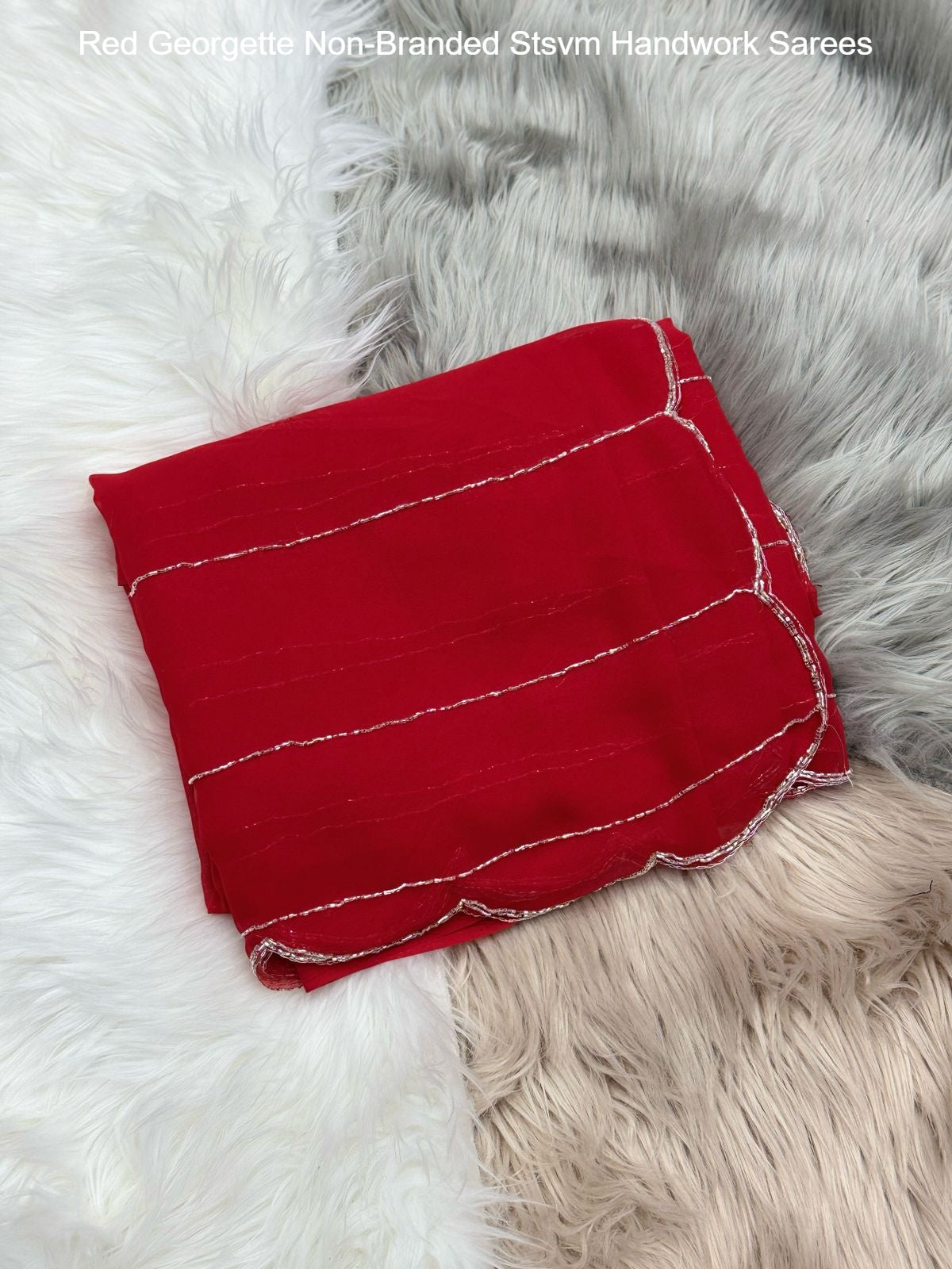 Red Georgette Non-Branded Stsvm Handwork Sarees