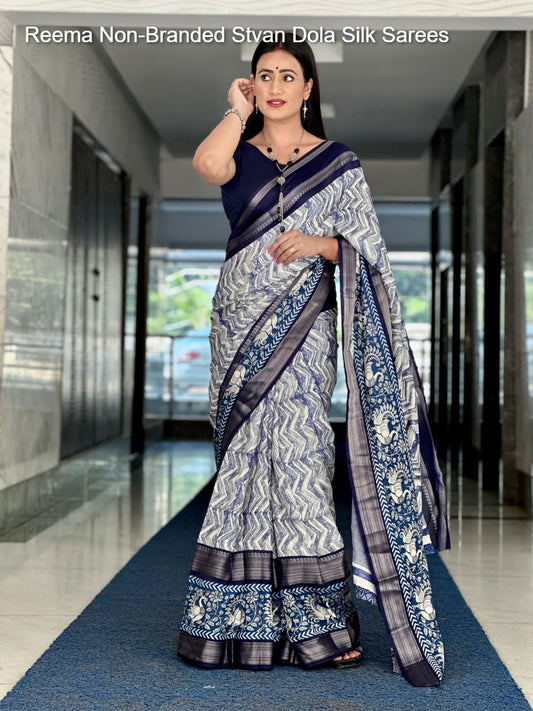 Reema Non-Branded Stvan Dola Silk Sarees