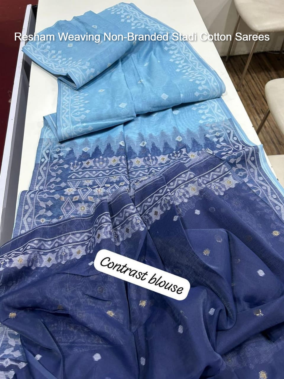 Resham Weaving Non-Branded Stadi Cotton Sarees
