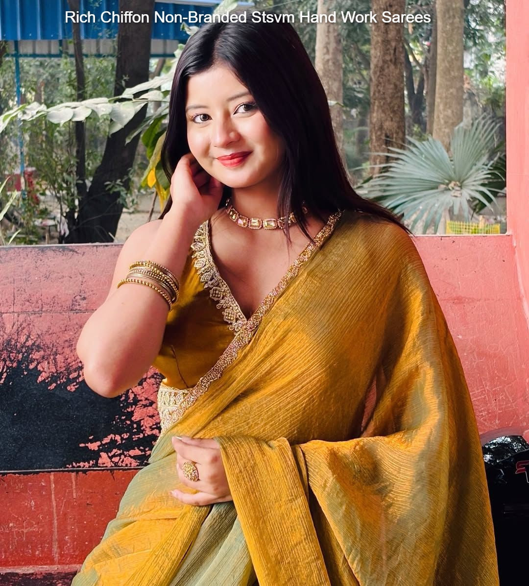 Rich Chiffon Non-Branded Stsvm Hand Work Sarees