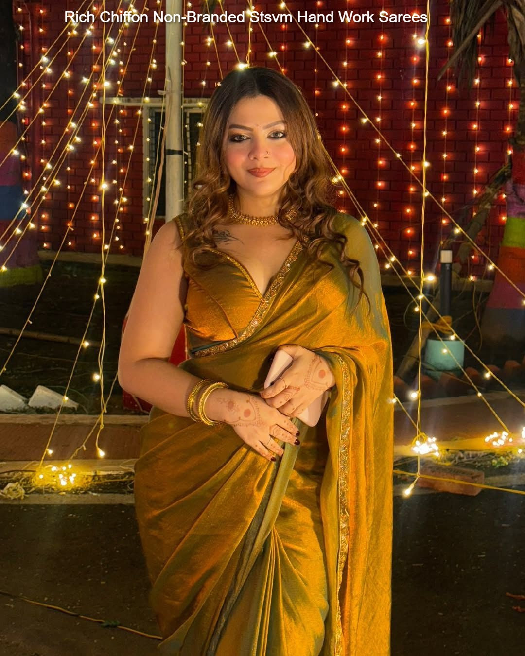 Rich Chiffon Non-Branded Stsvm Hand Work Sarees