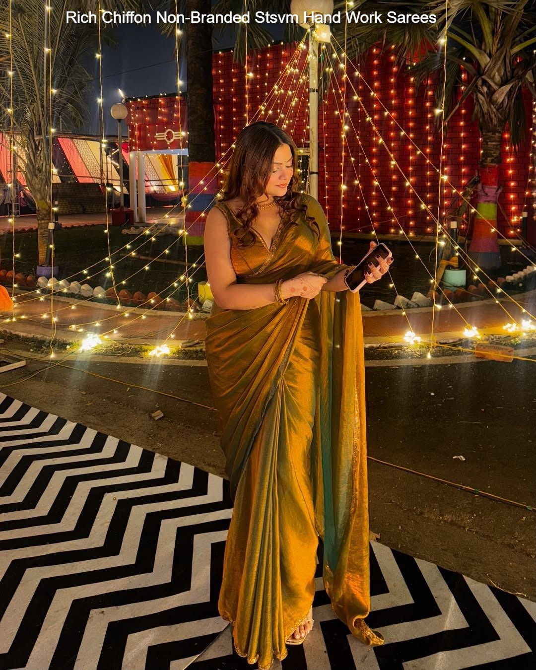 Rich Chiffon Non-Branded Stsvm Hand Work Sarees