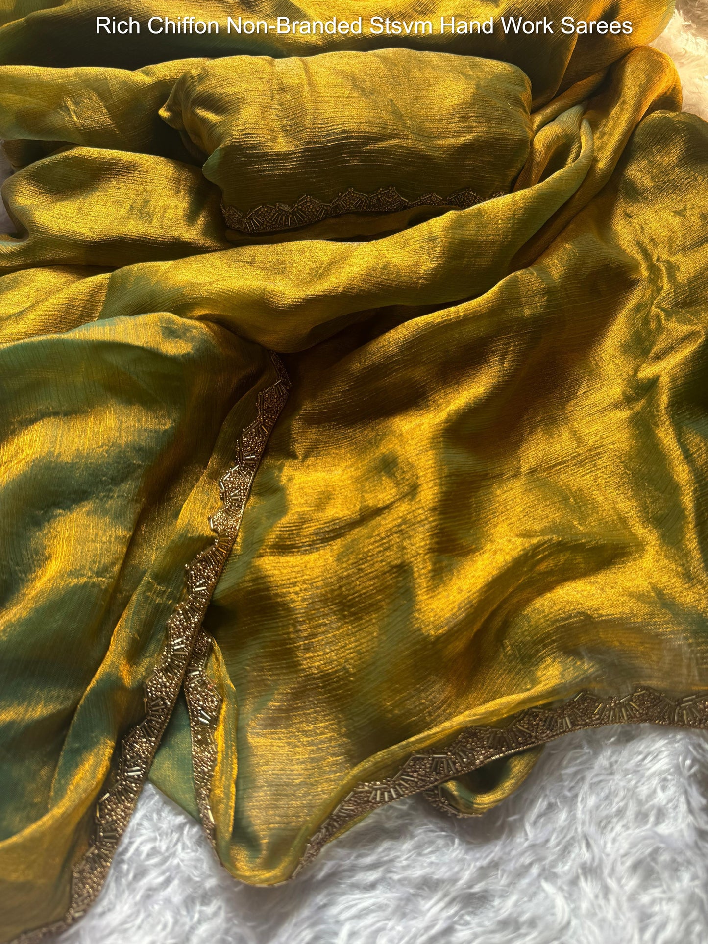 Rich Chiffon Non-Branded Stsvm Hand Work Sarees