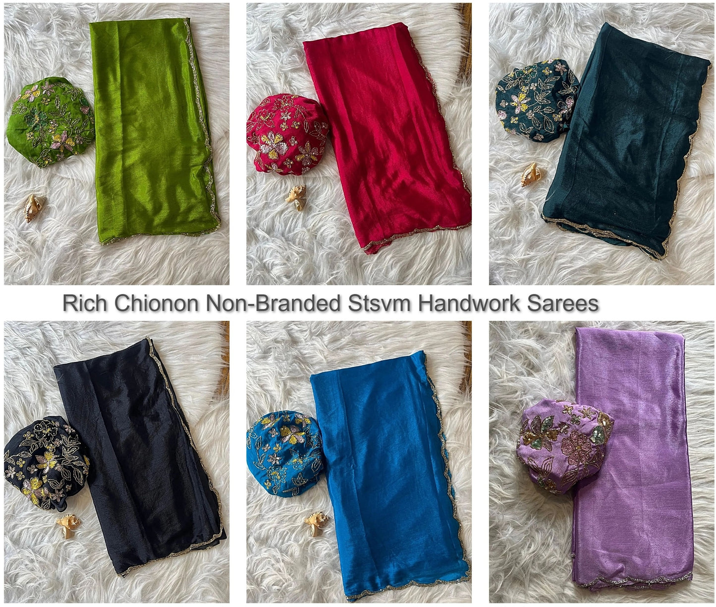 Rich Chionon Non-Branded Stsvm Handwork Sarees