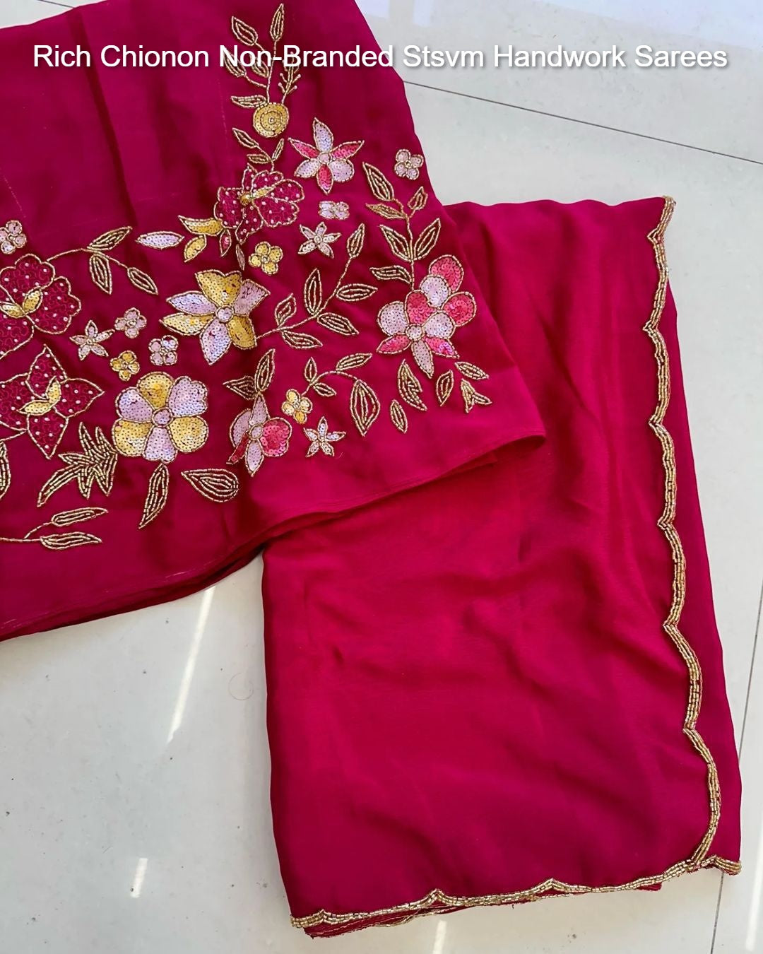 Rich Chionon Non-Branded Stsvm Handwork Sarees