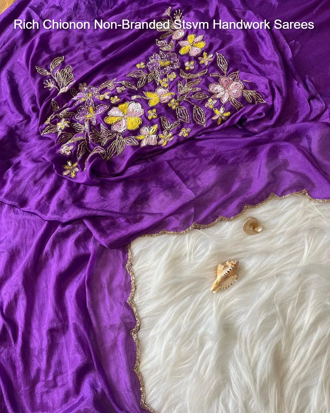 Rich Chionon Non-Branded Stsvm Handwork Sarees