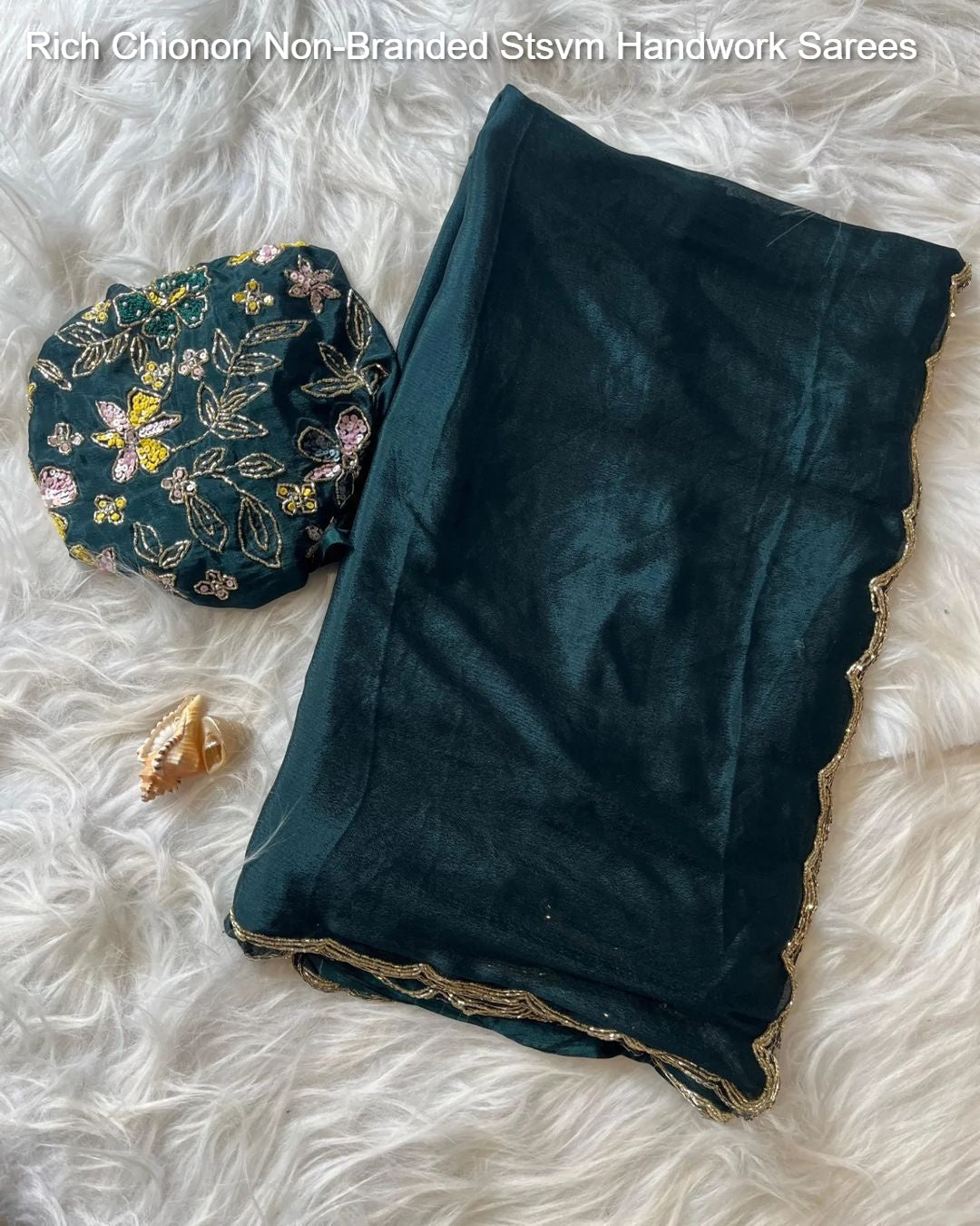 Rich Chionon Non-Branded Stsvm Handwork Sarees