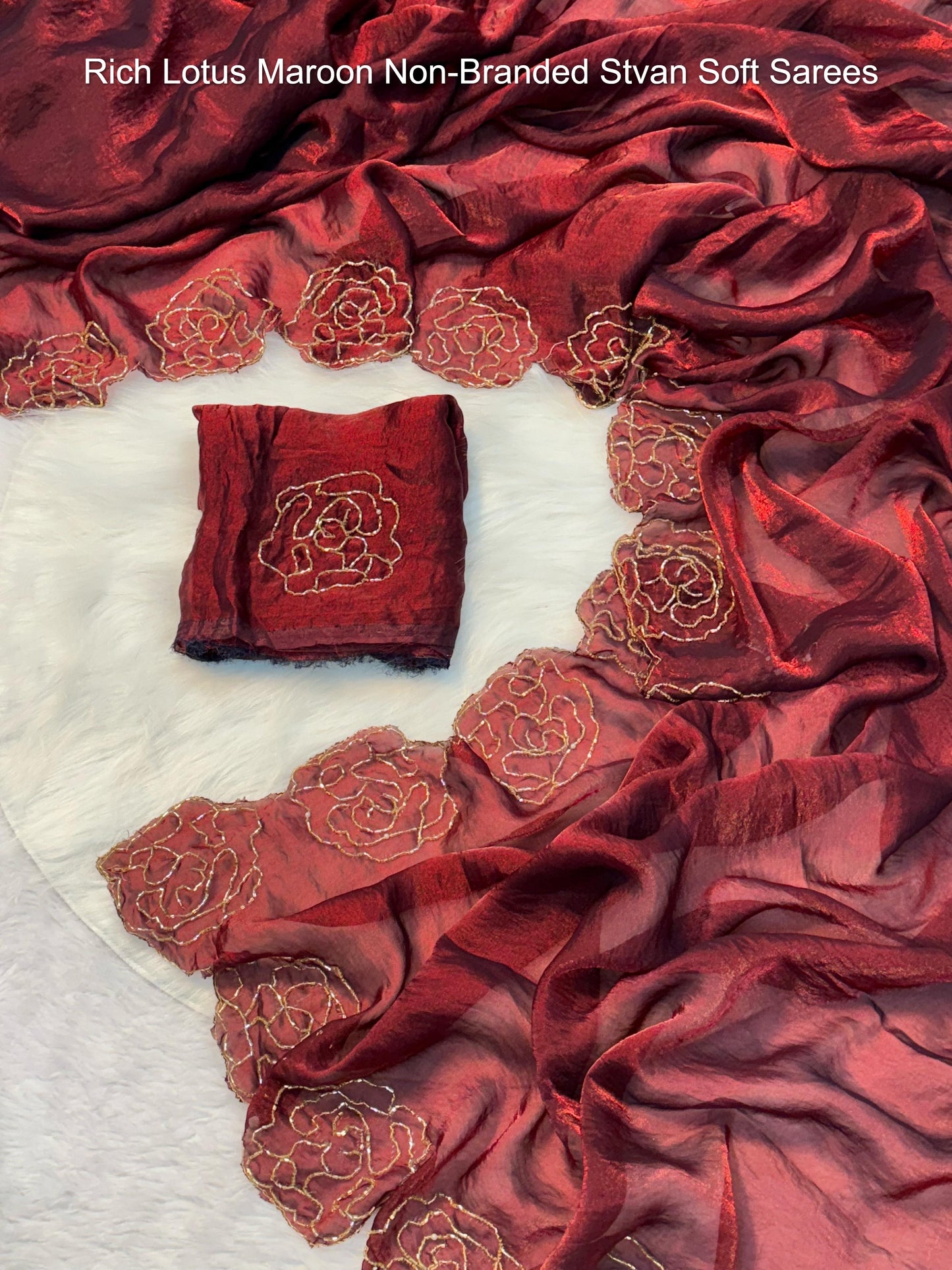 Rich Lotus Maroon Non-Branded Stvan Soft Sarees