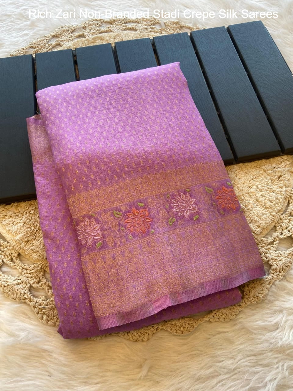 Rich Zari Non-Branded Stadi Crepe Silk Sarees
