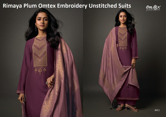 Rimaya Plum Omtex Embroidery Unstitched Suits