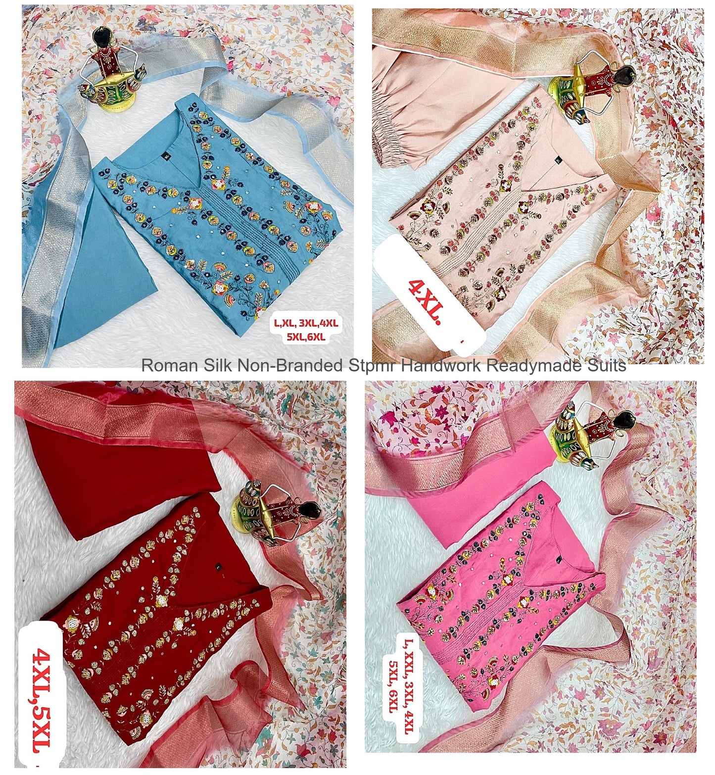 Roman Silk Non-Branded Stpmr Handwork Readymade Suits