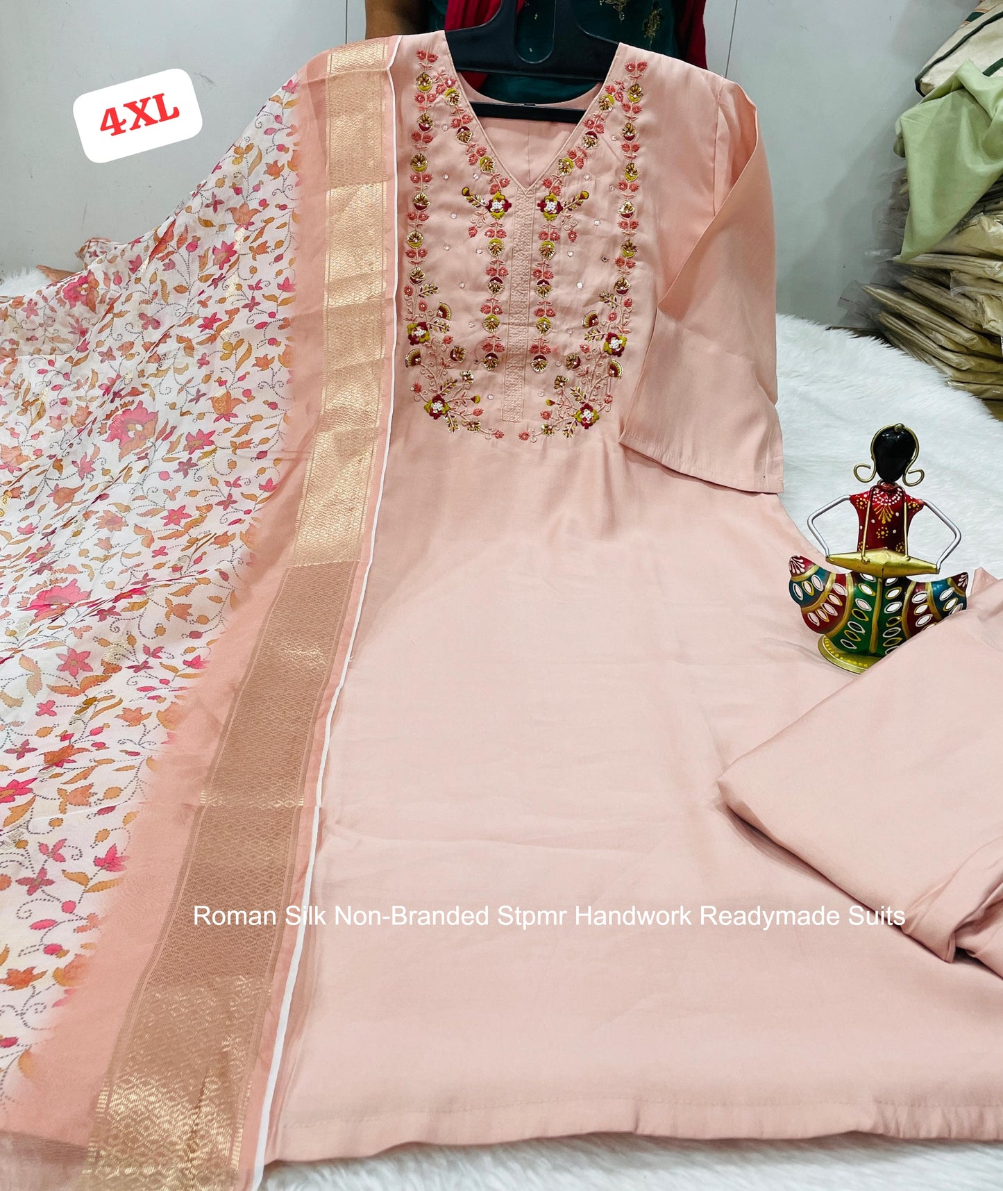 Roman Silk Non-Branded Stpmr Handwork Readymade Suits