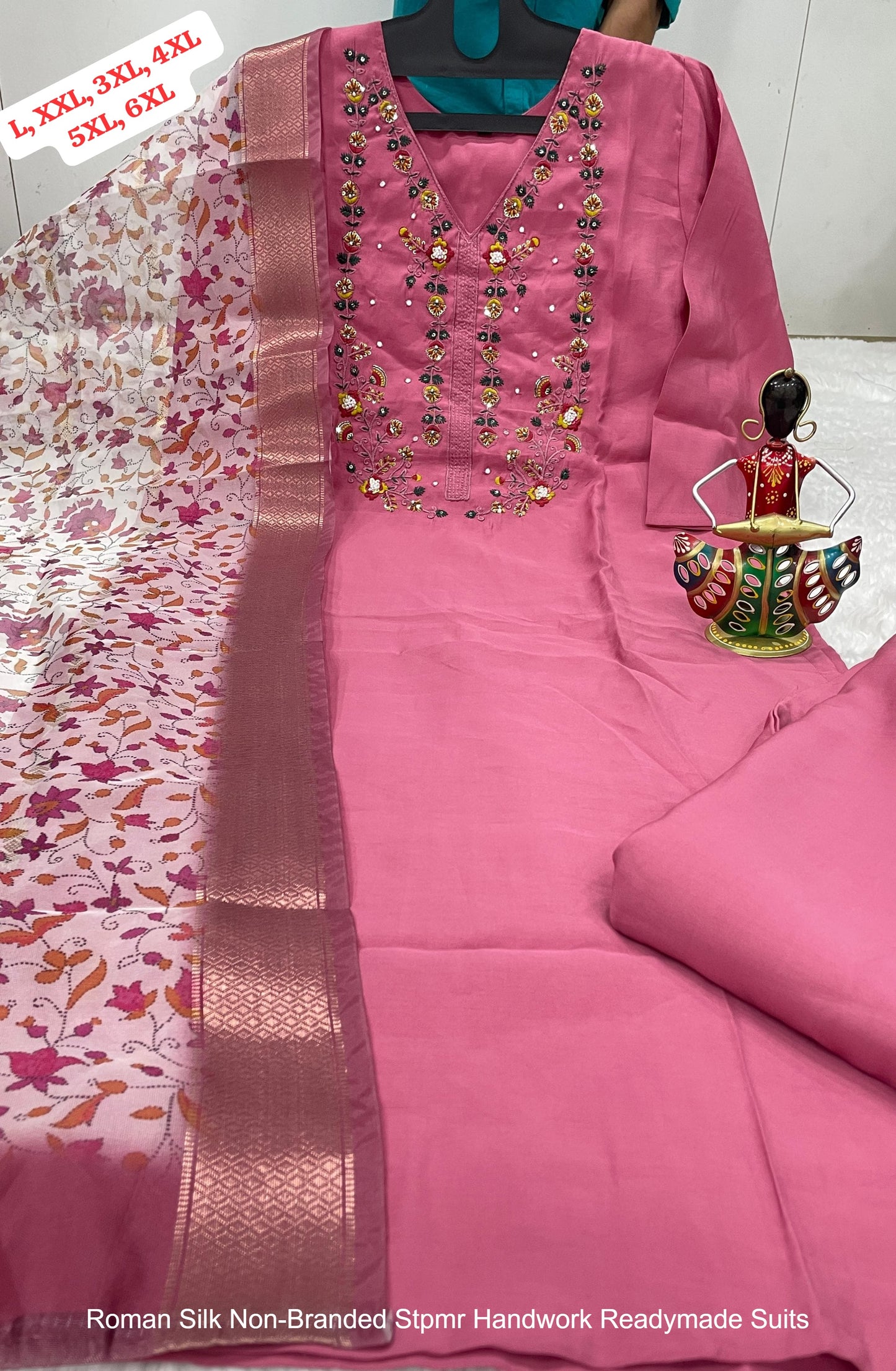 Roman Silk Non-Branded Stpmr Handwork Readymade Suits