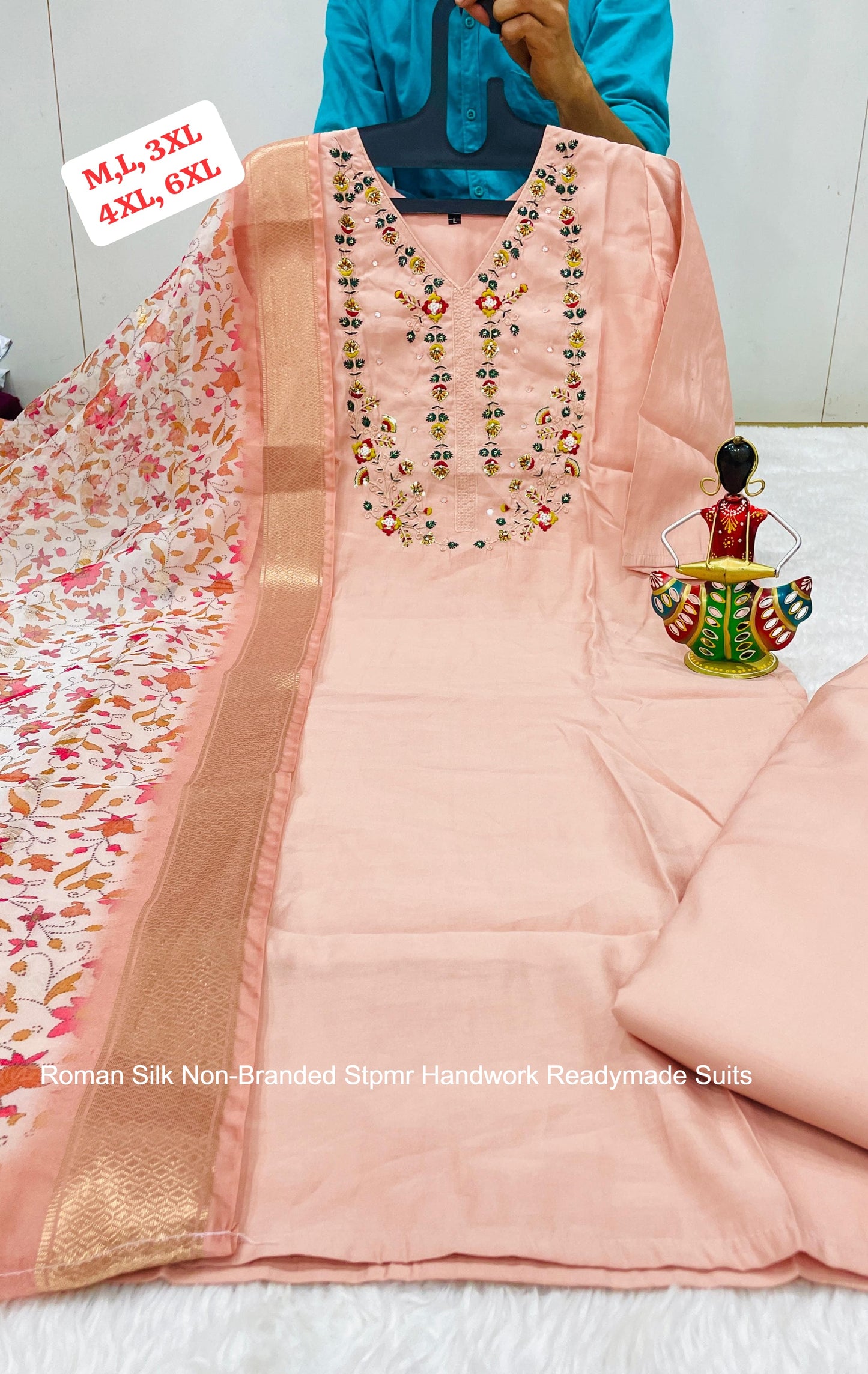 Roman Silk Non-Branded Stpmr Handwork Readymade Suits