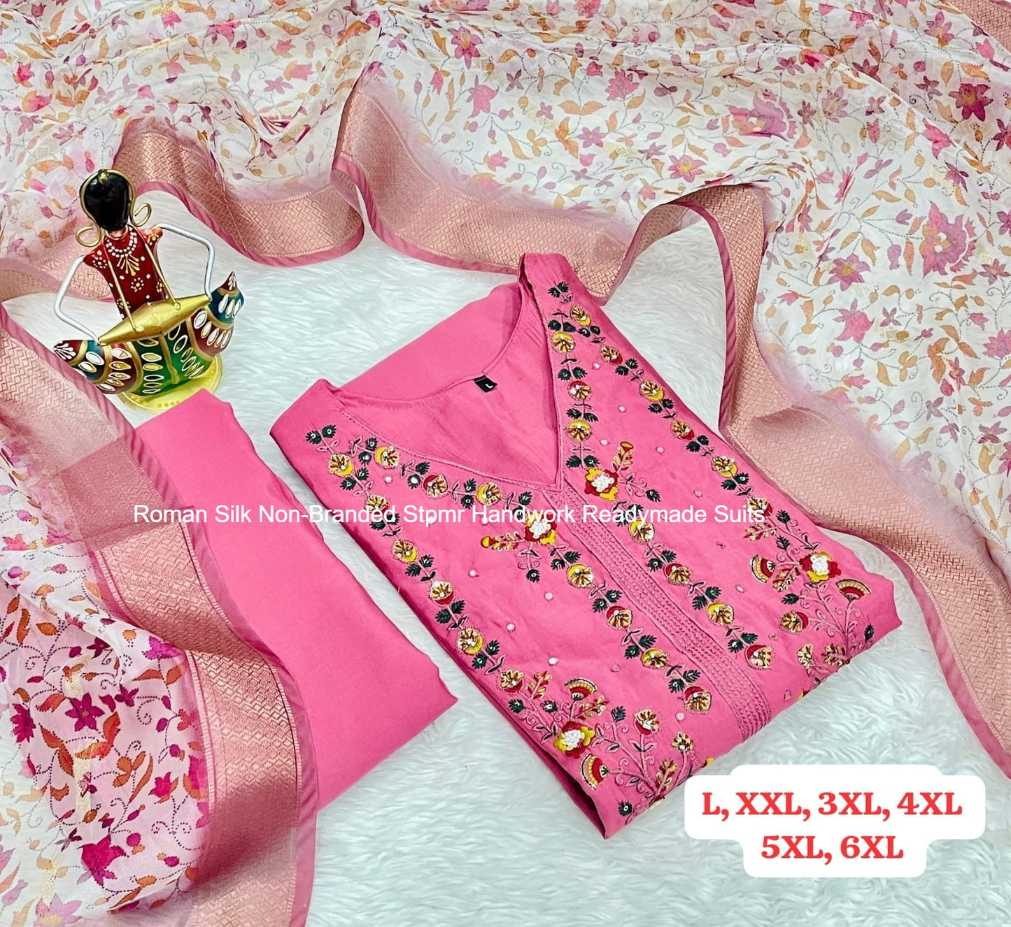 Roman Silk Non-Branded Stpmr Handwork Readymade Suits