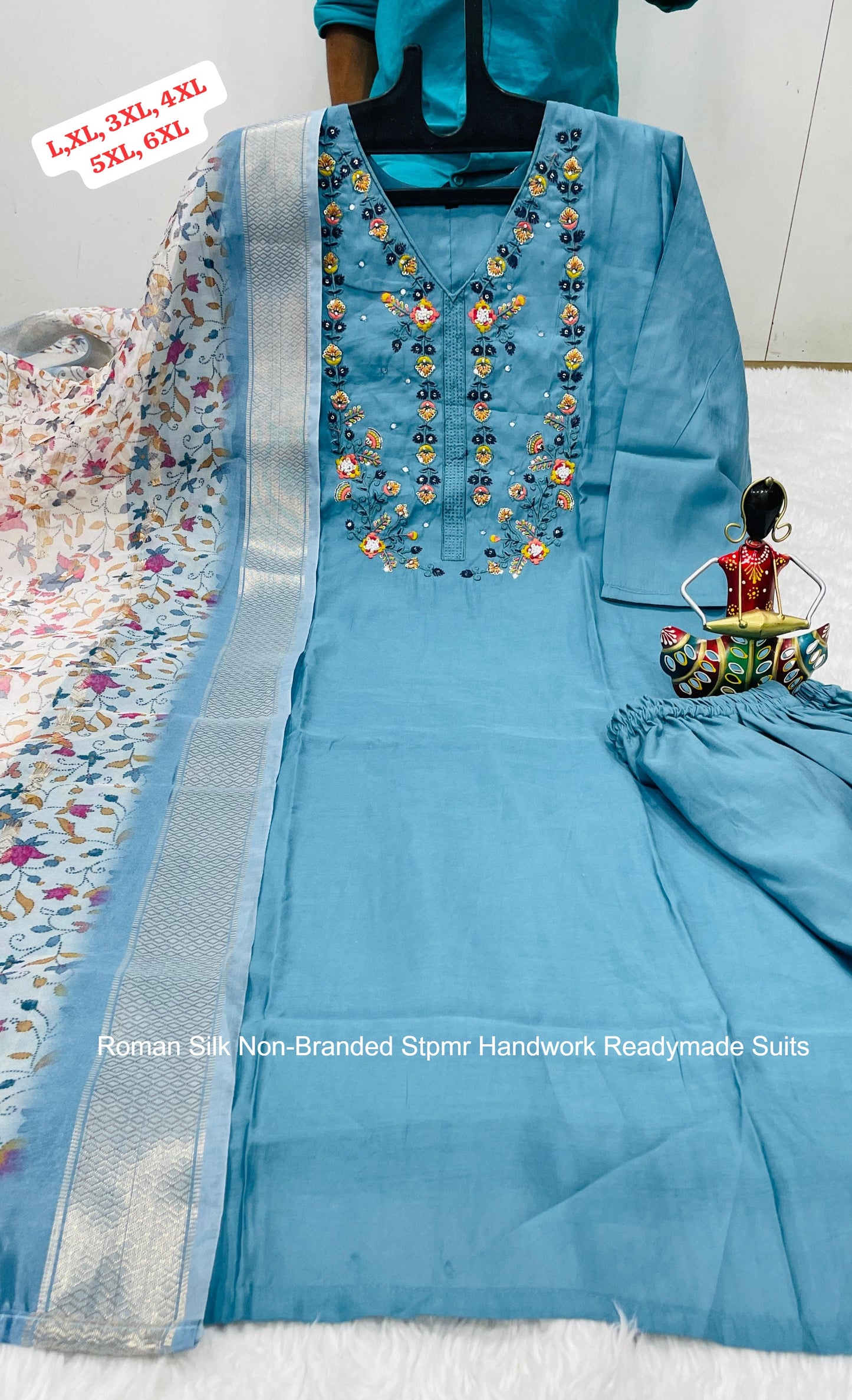 Roman Silk Non-Branded Stpmr Handwork Readymade Suits