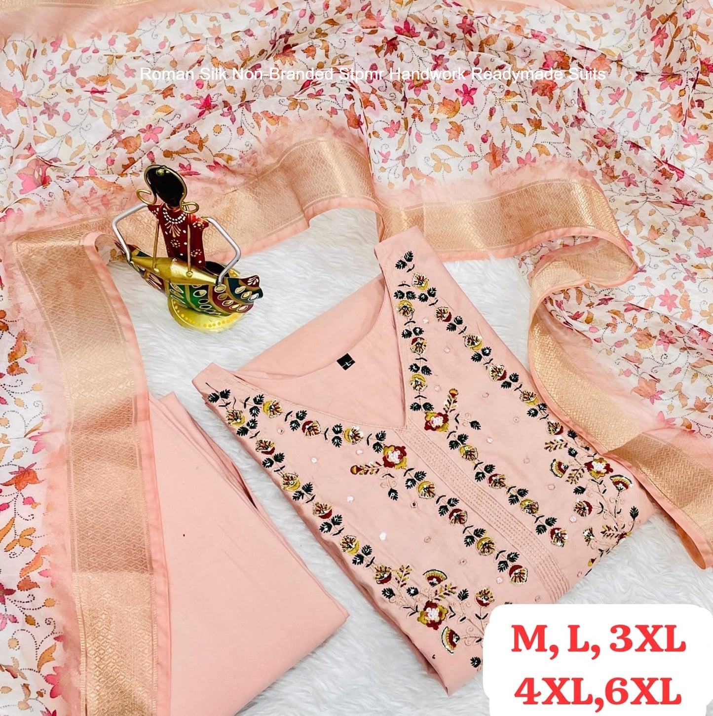 Roman Silk Non-Branded Stpmr Handwork Readymade Suits