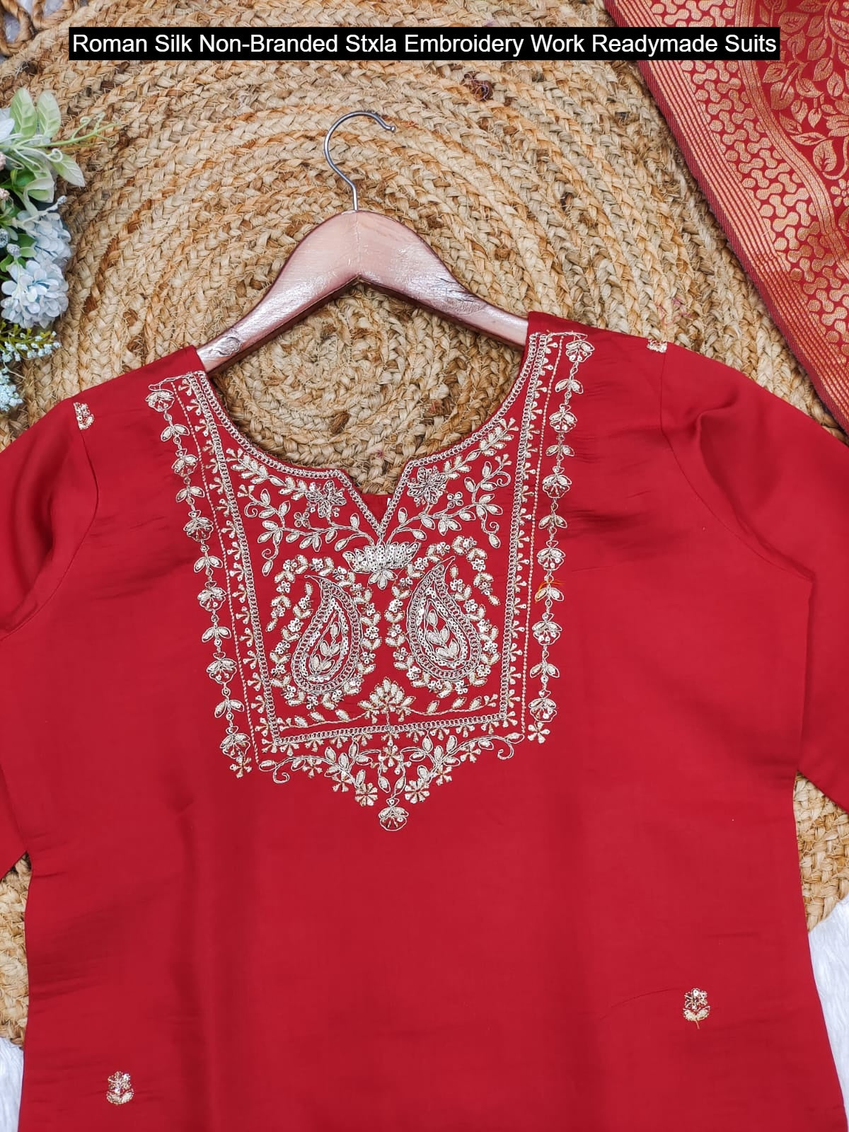 Roman Silk Non-Branded Stxla Embroidery Work Readymade Suits