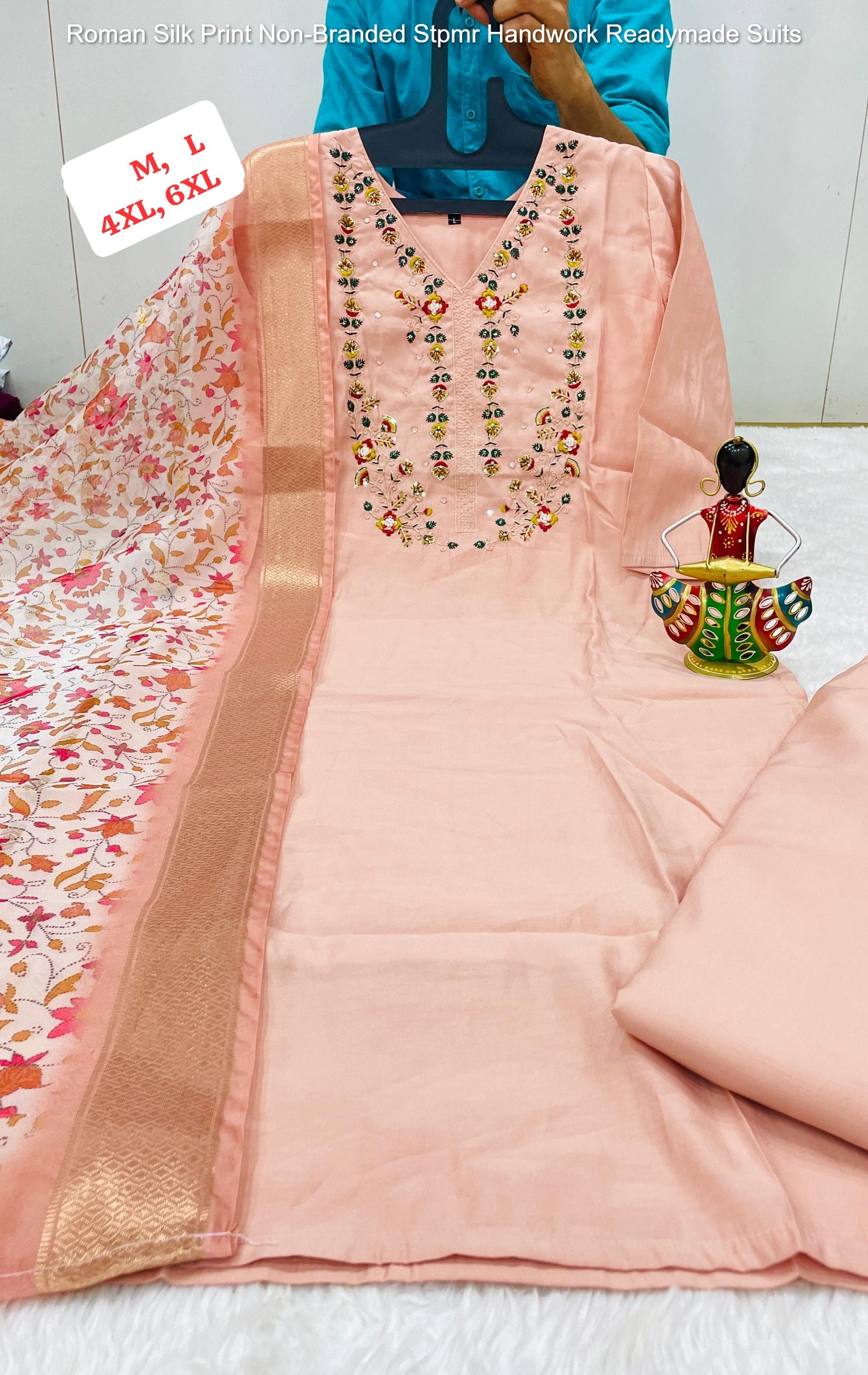 Roman Silk Print Non-Branded Stpmr Handwork Readymade Suits